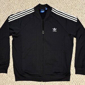 Adidas Originals Mens Black With White Stripes XL Track Jacket Trefoil Firebird